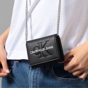Calvin Klein Jeans Black Mini Chain Wallet Crossbody